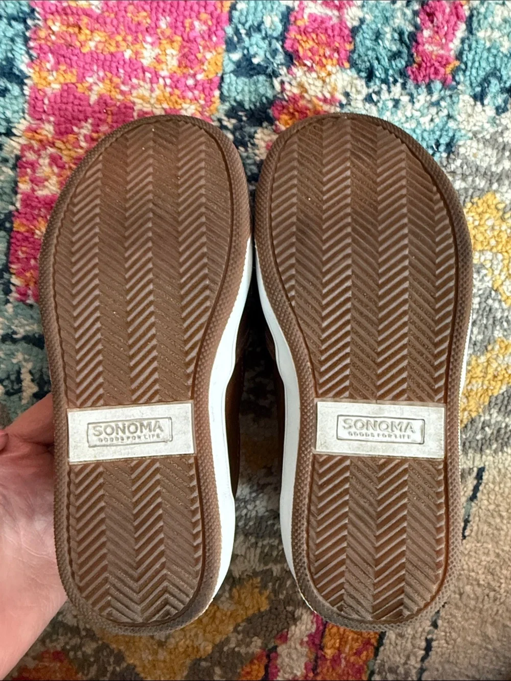 Sonoma Boys Size 13 Slip-On Casual Shoes — Brown with White Sole